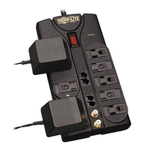 Load image into Gallery viewer, Tripp Lite 8 Outlet Surge Protector Power Strip, 10ft Cord, Right-Angle Plug, Tel/Modem/Coax/Ethernet Protection, RJ11, RJ45, &amp; $250,000 INSURANCE (TLP810NET) Grey
