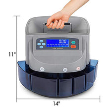 Load image into Gallery viewer, Electronic USD Coin Sorter and Counter with LCD Display, Sorts 270 Coins Per Minute into Coin Wrappers or Bins, Coin Wrapper Tubes Included
