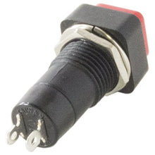 Load image into Gallery viewer, Push-On / Push-Off Switch 3A @ 125VAC, Square Shaped Red Button (15.5mm x 15.5mm x 38.4mm)
