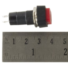 Load image into Gallery viewer, Push-On / Push-Off Switch 3A @ 125VAC, Square Shaped Red Button (15.5mm x 15.5mm x 38.4mm)
