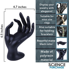 Load image into Gallery viewer, Bracelet and Ring Holder for Retail Display or Personal Jewelry, Black Polyresin Material (6½-inch Tall)
