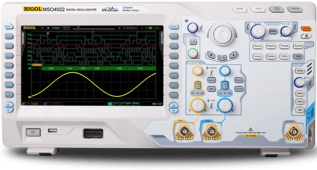 200MHz ,4GSa/s, 2CH Mixed Signal Oscilloscope, 4GS/s, 140Mpoint memory | 200 MHz Bandwidth | 2 channels + 16 for Logic Analyzer | Real-time sample rate: analog channel up to 4 GSa/s, digital channel up to 1 GSa/s | Memory depth: analog channel up to 140 Mpts, digital channel up to 28 Mpts