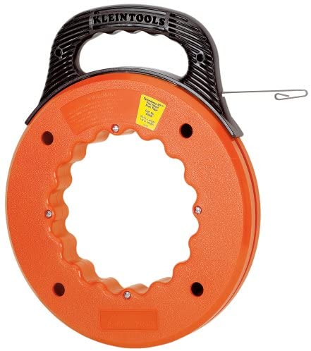 Reel Diameter: 12-Inch , tape length: 120-Feet | Flat-steel fish tape is for everyday use | Color-coded handles for easy identification: flat-steel (black) | HI-VIZ orange case makes fish tape easy to spot on the jobsite | Klein offers a lifetime warranty on material defects and workmanship for the normal life of the product.