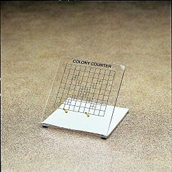 Viewing plate for counting colonies of bacteria or other microorganisms | Etch printed with rulings for use with 60.0 to 100.0mm petri dishes | Versatile for use with or without outside light source | Made of plexiglass for durability | Instructions included for ease of use