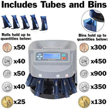 Load image into Gallery viewer, Electronic USD Coin Sorter and Counter with LCD Display, Sorts 270 Coins Per Minute into Coin Wrappers or Bins, Coin Wrapper Tubes Included
