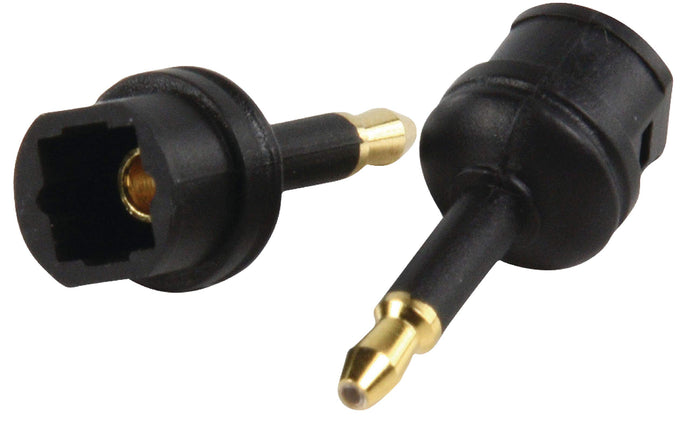 Pack of 2 | NOTE: ONLY COMPATIBLE WITH DEVICES THAT HAVE A Mini 3.5mm OPTICAL Output/Input | Connects iMac, MiniDisc player, or other devices to a Toslink-equipped component | Connections: Optical Toslink Female / Optical 3.5mm Male | Gold Plated