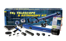 Load image into Gallery viewer, Thames &amp; Kosmos TK1 Telescope Plus Astronomy Educational Science Kit | Refractor 60/700 | Aluminum Full Size Tripod with Altazimuth Mount | 35X, 70X, 140X Power | Parents&#39; Choice Recommended
