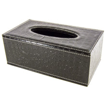 Load image into Gallery viewer, Black Crocodile PU Leather Tissue Box Cover Case Holder for Short 3.1-inch Tall Tissue Boxes - Ideal for Home, Office, Car
