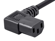 Load image into Gallery viewer, 6ft 18AWG Right Angle Power Cord Cable w/ 3 Conductor PC Power Connector Socket (C13/5-15P) - Black
