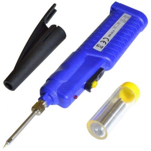 8W battery operated soldering iron, uses 3x AA batteries | Ideal for maintenance work in areas where an electrical outlet is not available | Heats up in approximately 15 seconds | Cools down in approximately 30 seconds | Can be used continuously for around 1 hour with new batteries