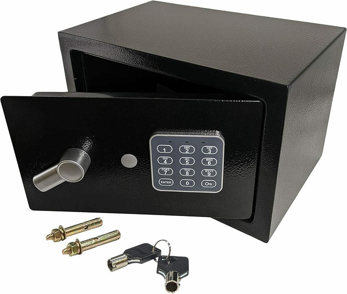 Electronic Safe with Digital Keypad, Program your own 3 to 8 Digit Pin, Includes 2 Emergency Keys and Mounting Bolts, Battery Operated Lock Box